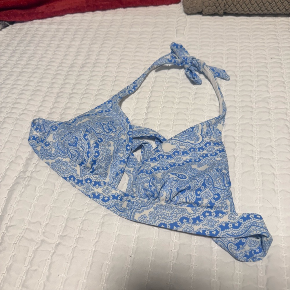 Blue Paisley Bikini Top